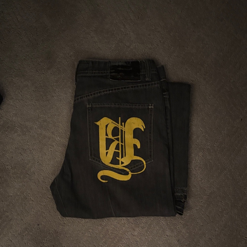 Men's Relaxed Jeans with Yellow Design